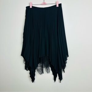 Haute Hippie NWT Nordstrom Black Asymmetrical Pleated Crepe Skirt Size 8